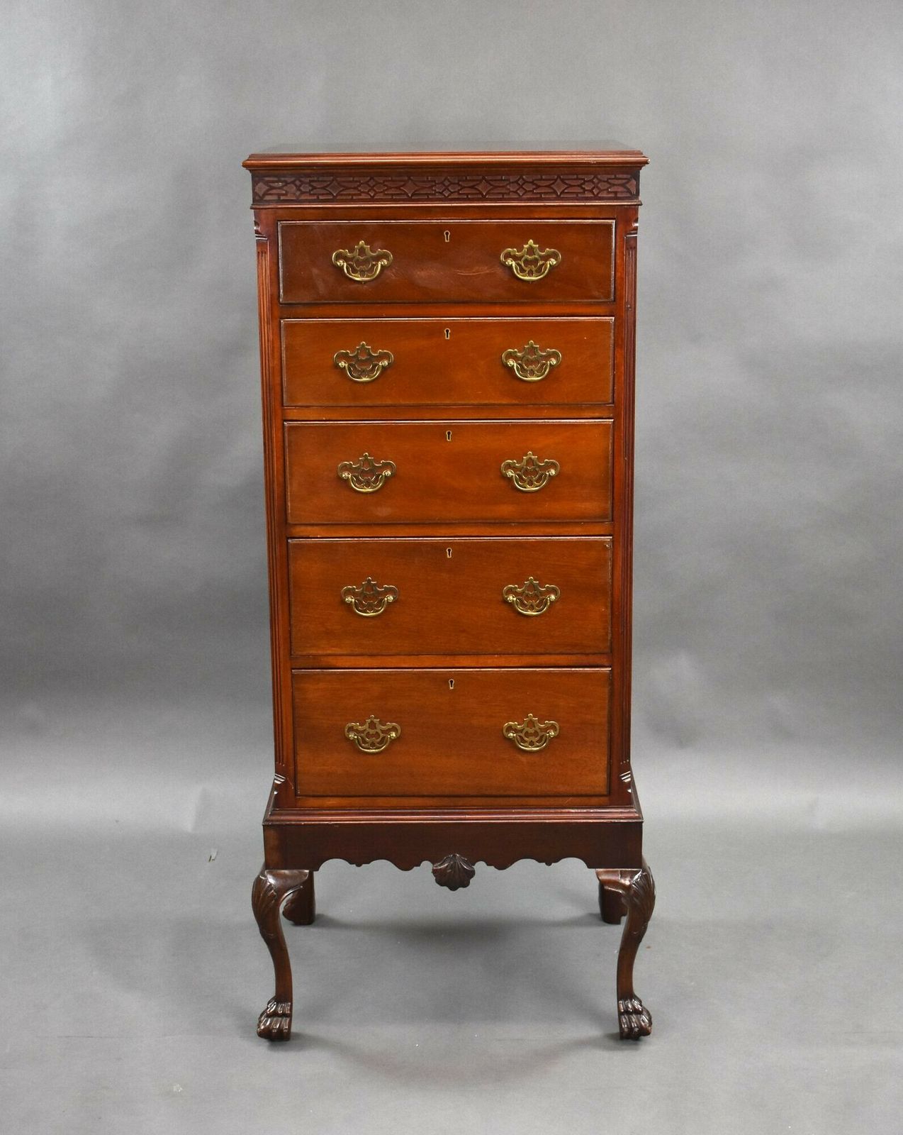 Antique Mahogany Chest On Stand