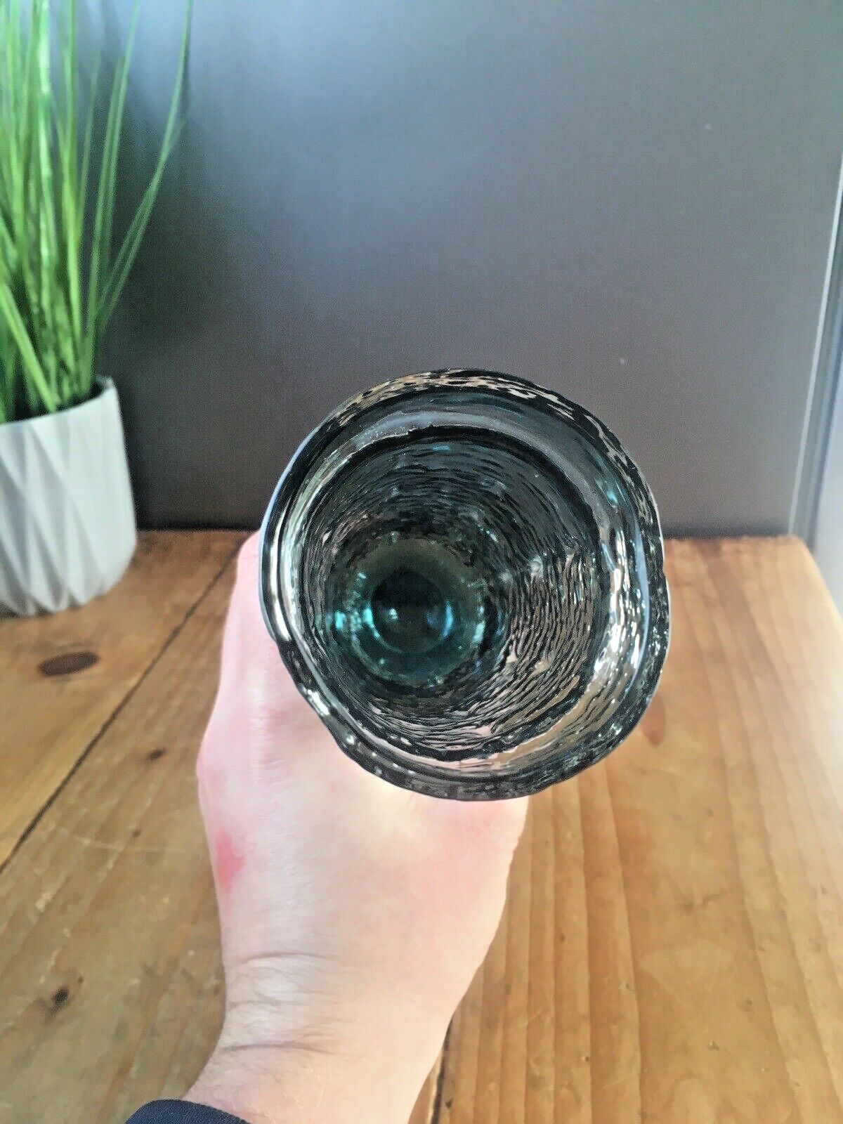 photo vinterior Mid Century Riihimaki Blue Grey Knobbly Textured Glass Vase 1461 Scandi Retro