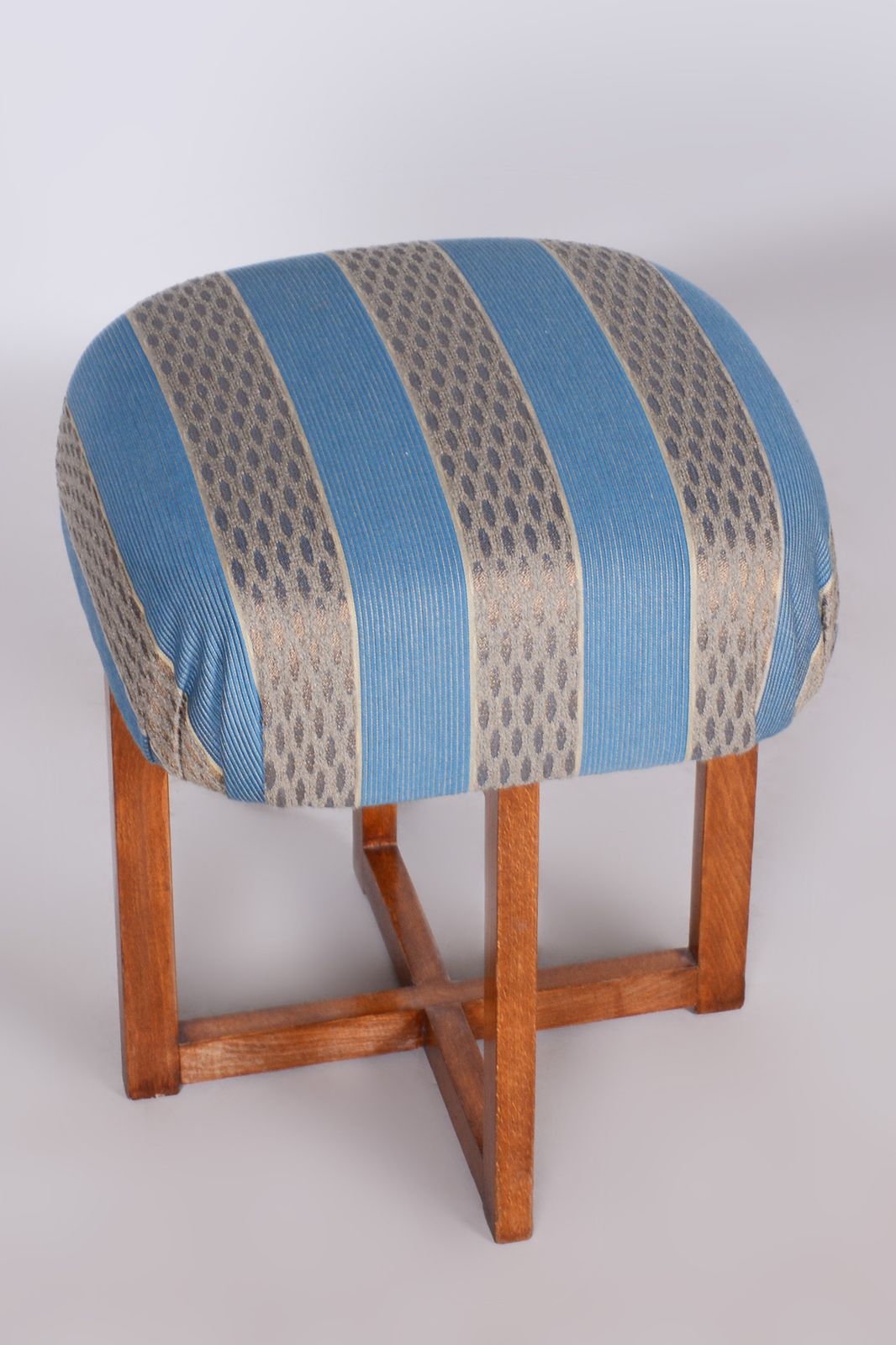 Restored Art Deco Beech Stool, New Upholstery, Revived Polish, Czechia, 1930s photo Furniture