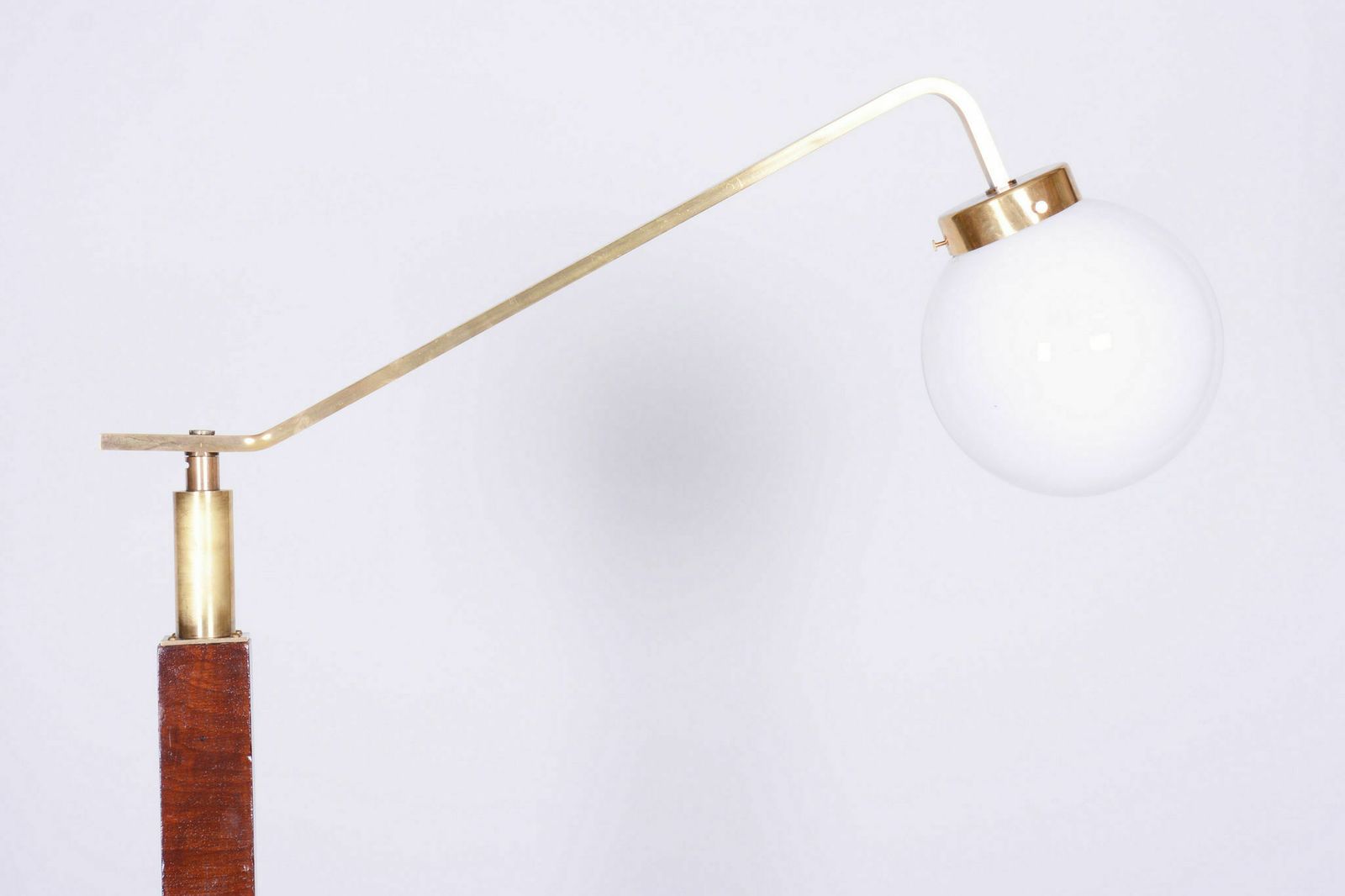 Restored Art Deco Floor Lamp, Walnut, Brass, New Electrification, Czech, 1930s photo Lighting
