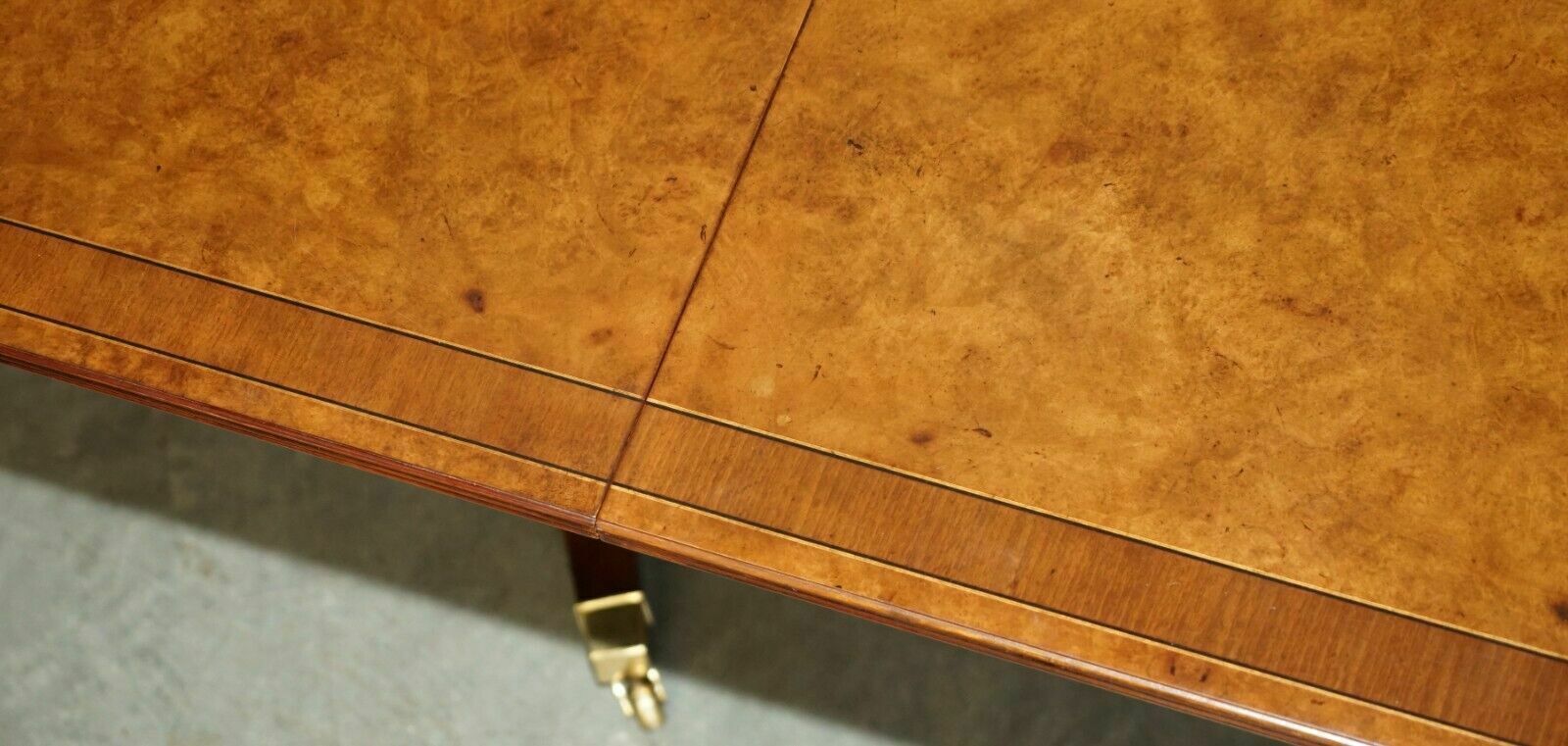 Exquisite Two Pedestal Burr Walnut Extending Dining Table & 10 Chairs Suite photo buy