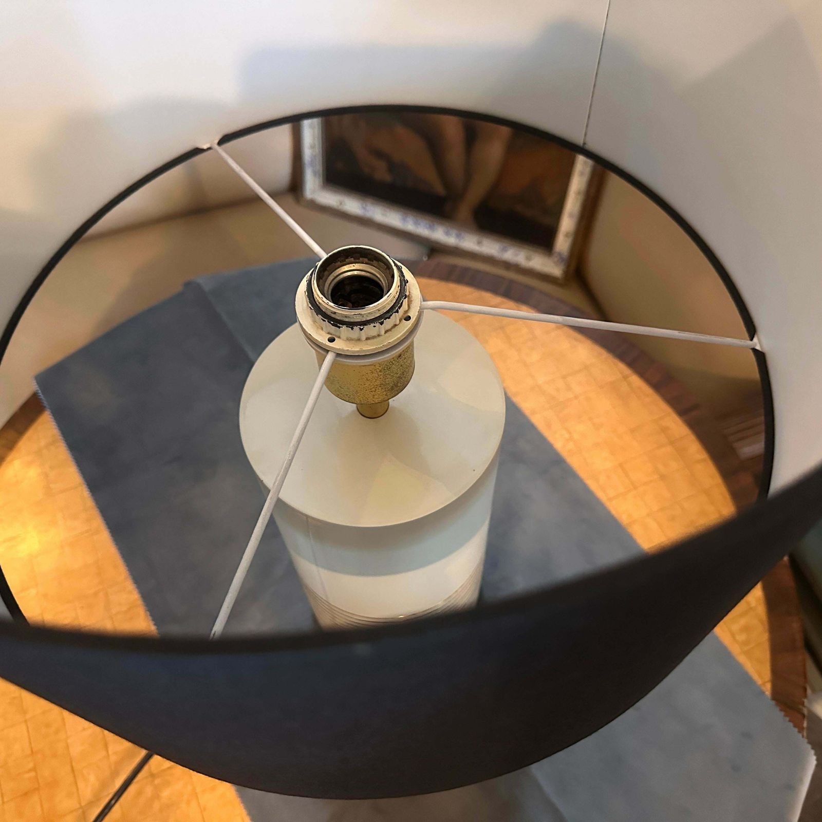 1970s High Quality Mid Century Ivory And Gold Painted Metal Italian Table Lamp £712.41 photo 890.0