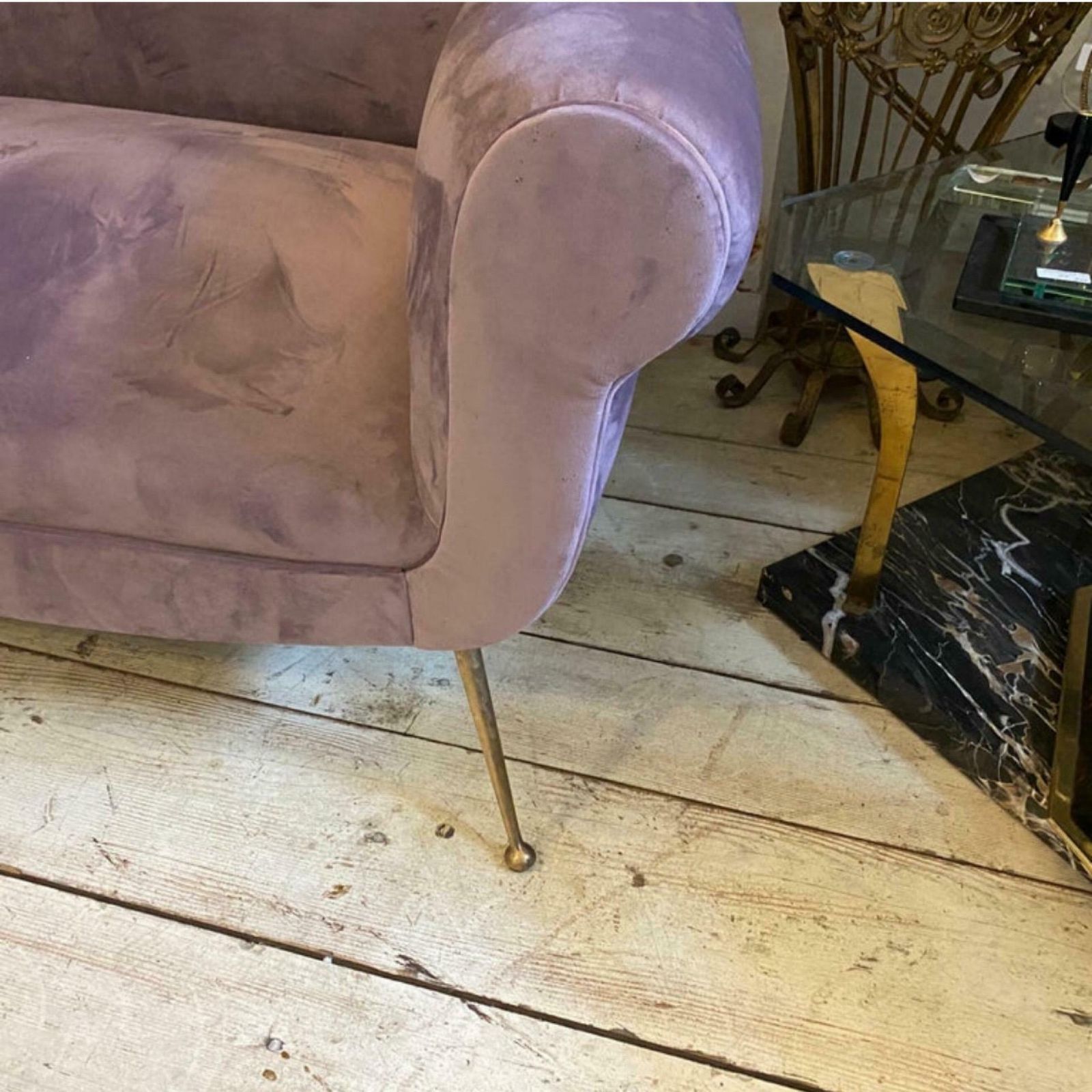1950s Gigi Radice Style Mid Century Modern Wisteria Velvet Italian Sofa photo Furniture