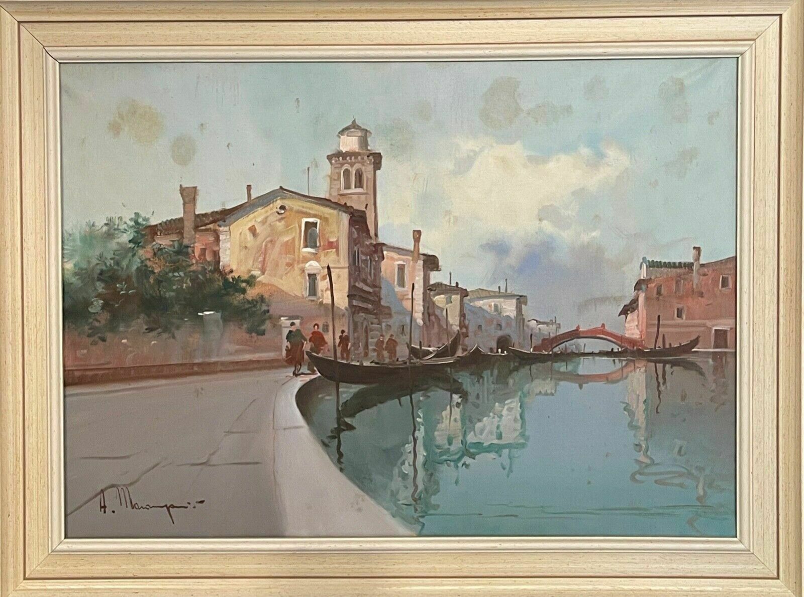 Oil Painting On Canvas, Aldo Marangoni, Venice, 20th Century