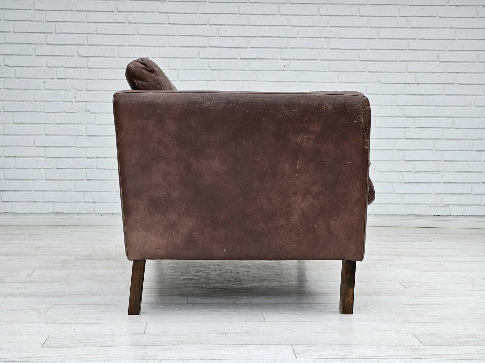 1970s, Danish 2 Seater Classic Sofa, Original Brown Leather. photo Furniture