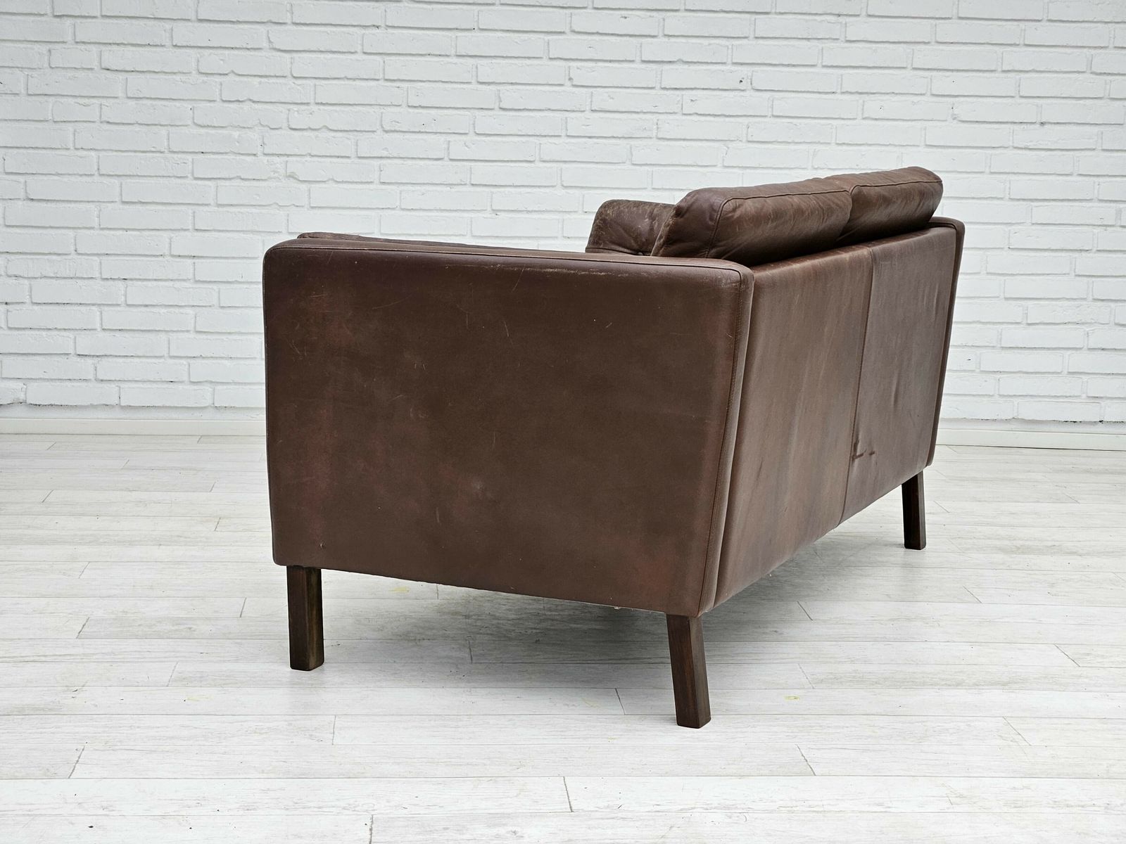 1970s, Danish 2 Seater Classic Sofa, Original Brown Leather. photo buy