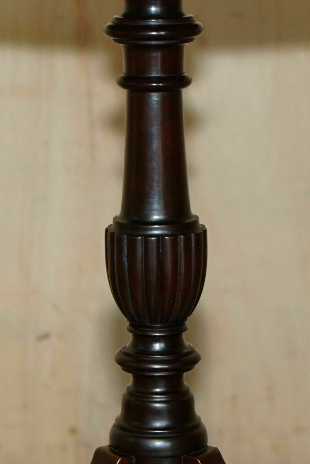 Two Tiered Antique Mahogany Tripod Table With Rotating Middle Shelf photo buy