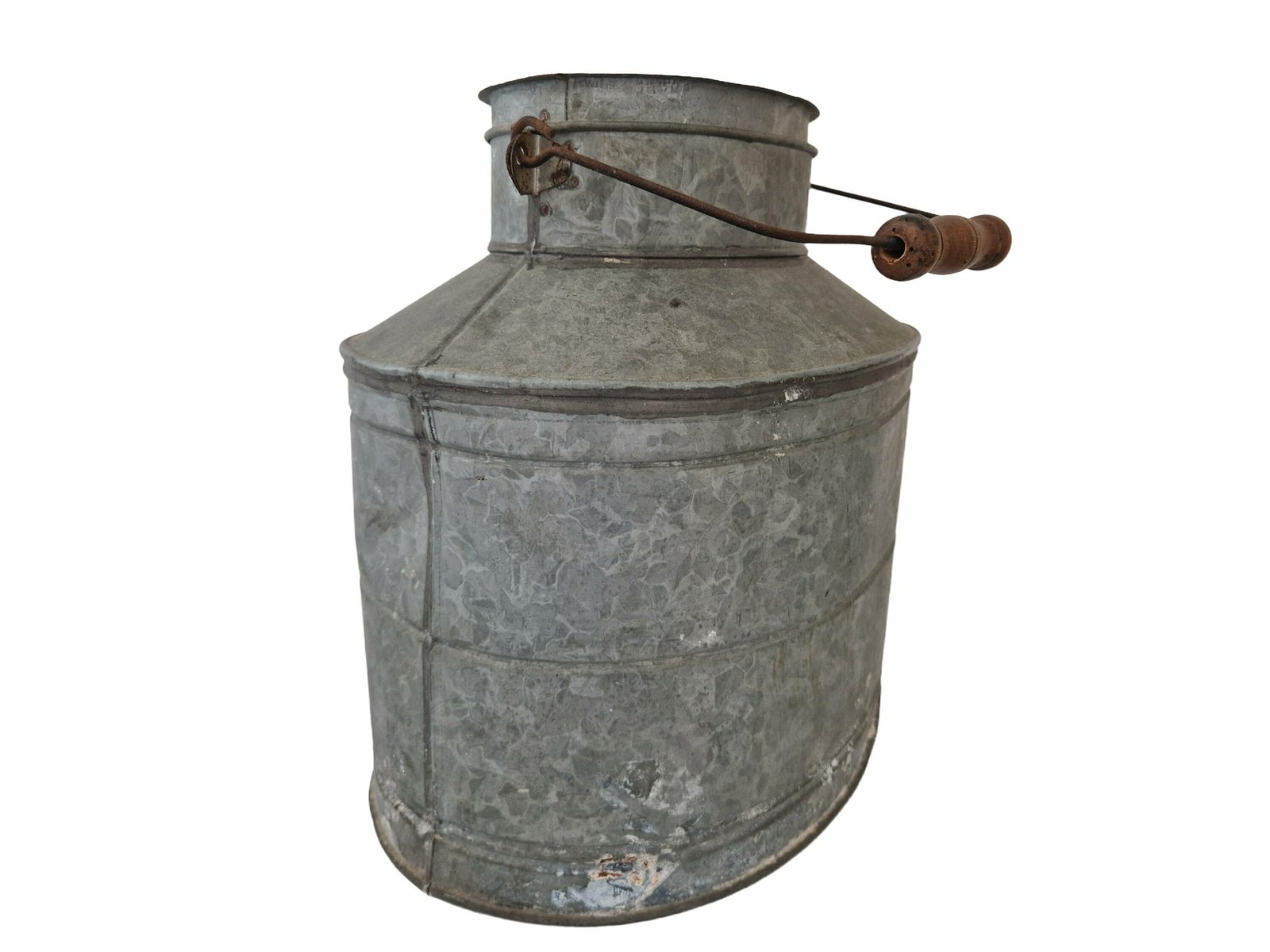 French Galvanized Fishing Creel, Large Vintage Zinc Minnow Bucket, Gift For Fisherman photo 164.0