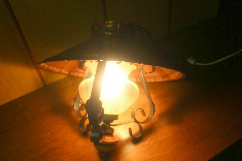 Italian Copper & Cast Iron Pendant Ceiling Lamp 1 Light Chandelier 70 H X 40 W photo vinterior