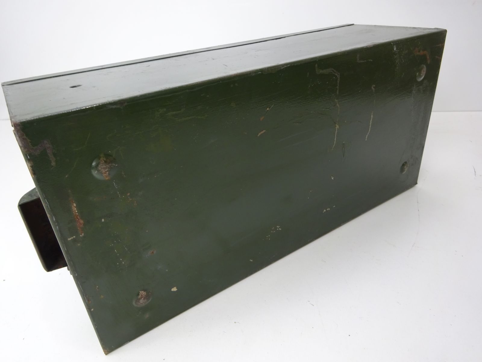 Industrial Dark Green Enamelled Metal Filing Index Drawer photo furniture