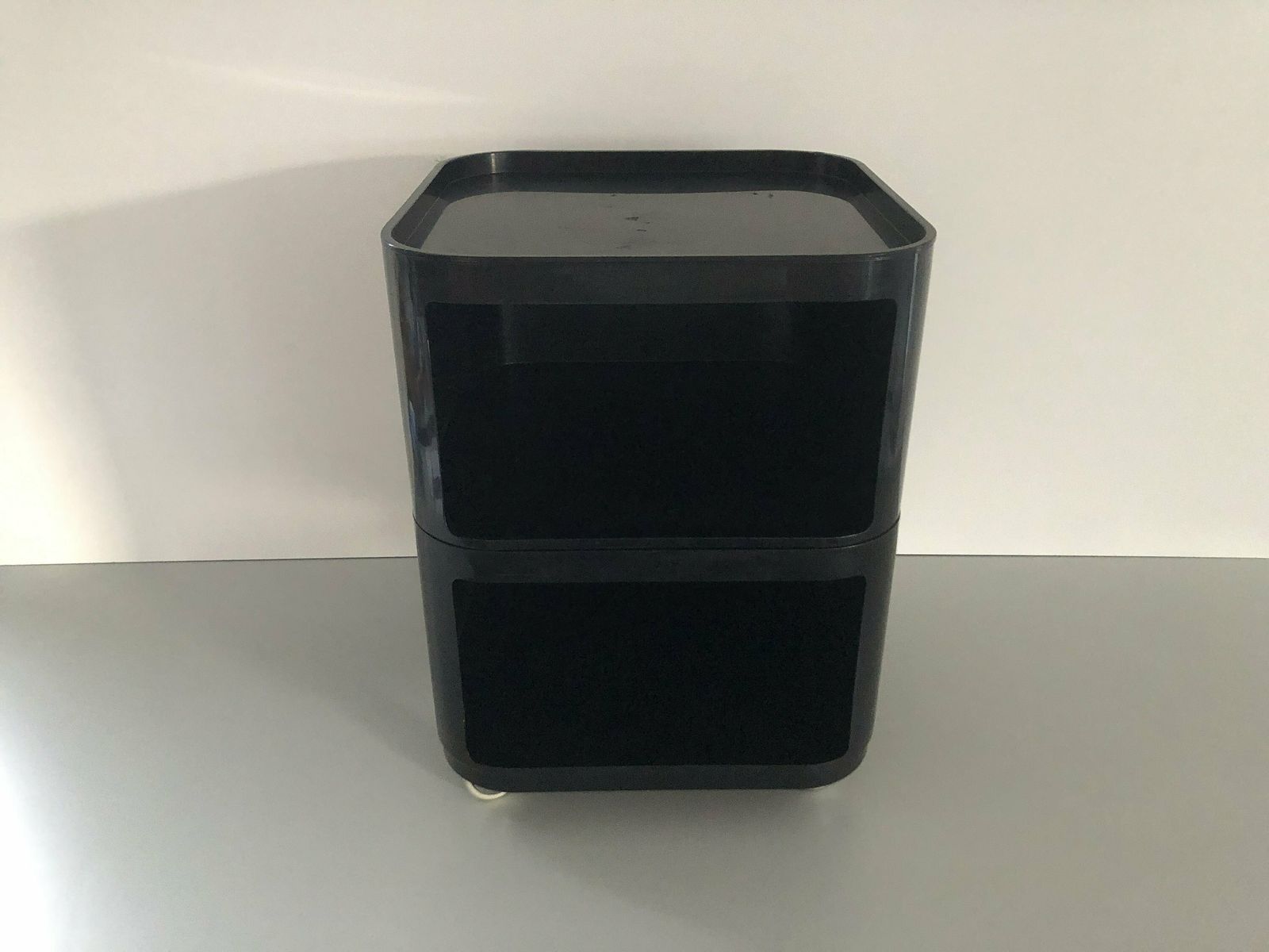 photo for sale Iconic Italian Design Black Side Table With 2 Shelf, 1970s, Italy