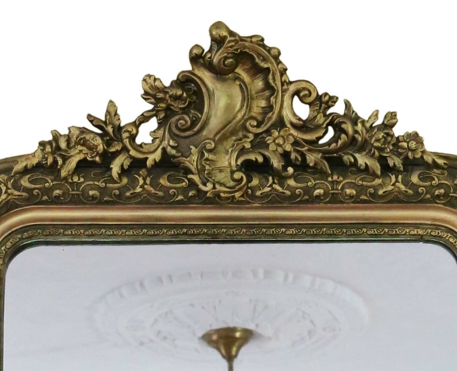 Antique 19th Century Large Quality Gilt Overmantle Or Wall Mirror Crest photo furniture
