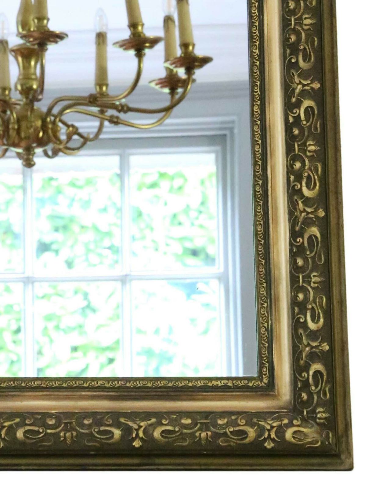 Antique 19th Century Large Quality Gilt Overmantle Or Wall Mirror Crest photo vinterior