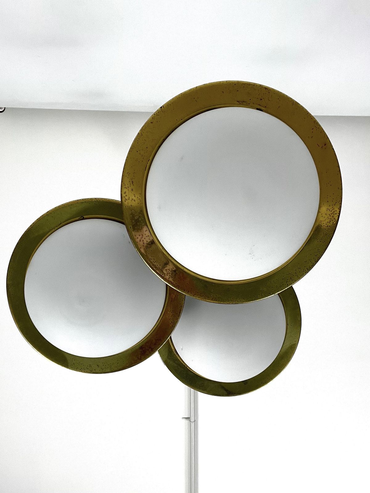 photo for sale Mis Century Stilnovo Pendant With Three Lights. Italy 1950s