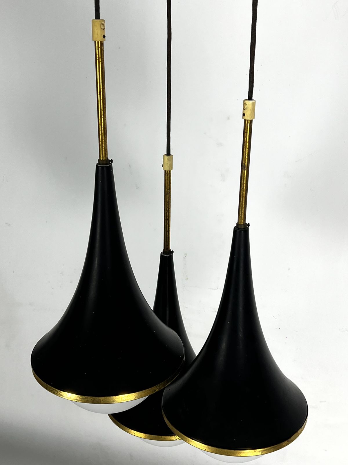 3510.0 Mis Century Stilnovo Pendant With Three Lights. Italy 1950s photo