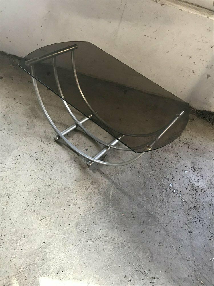 Italian Bauhaus Style Coffee Table In Smoked Glass, 1960s photo furniture