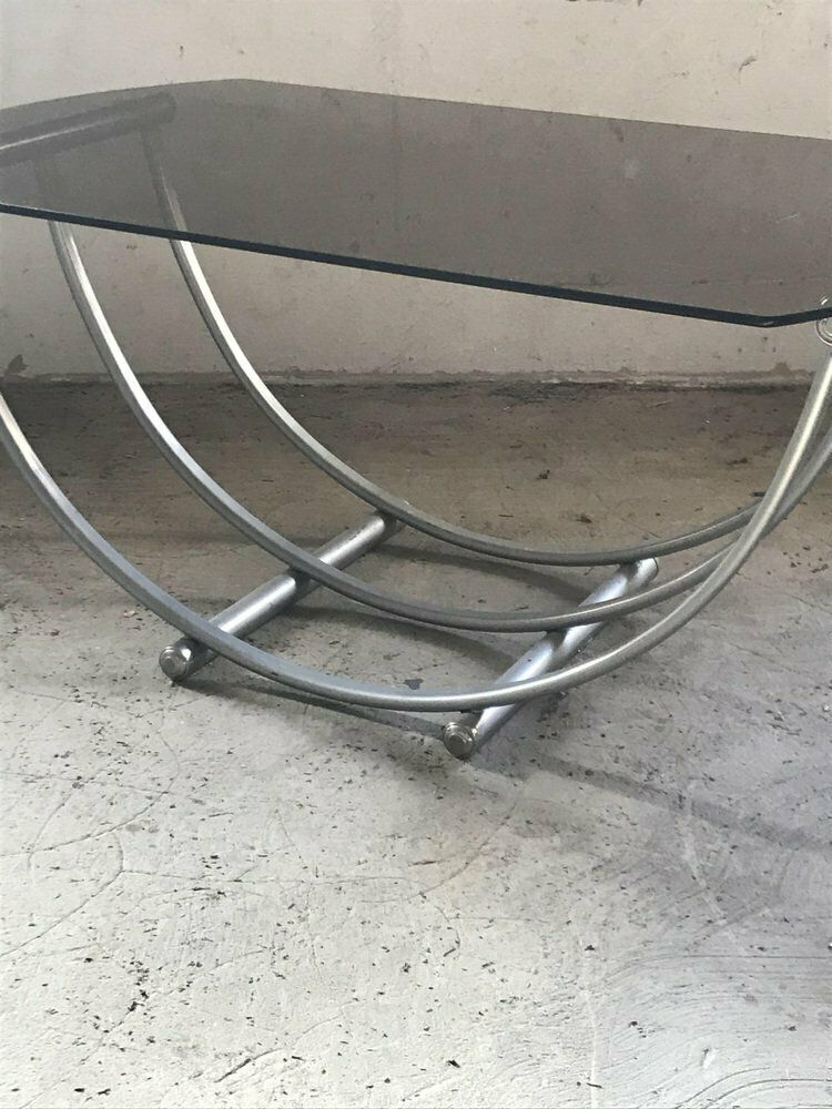 Italian Bauhaus Style Coffee Table In Smoked Glass, 1960s photo buy