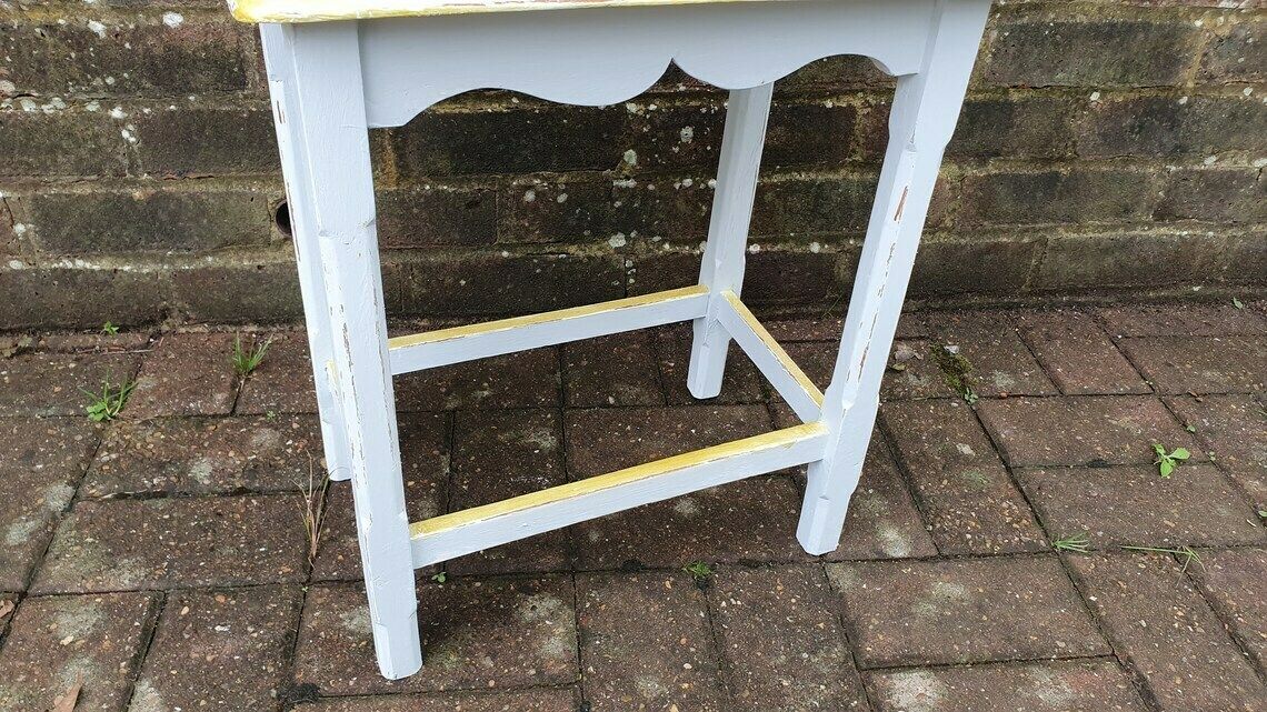 Vintage Early 20th Century Coffee Side Table In Farrow And Ball  Borrowed Light  Duck Egg With Gold Highlights Hand Painted Bespoke Unique photo Furniture