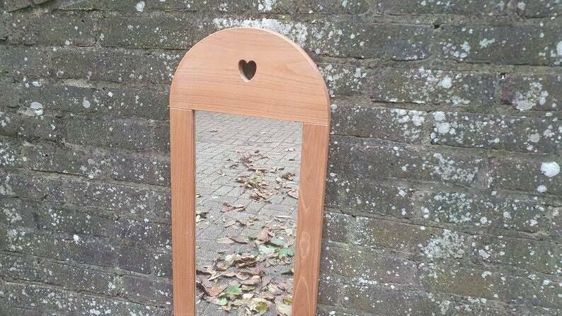Top Quality Long Golden Ash Or Oak Mirror With Heart Motif. Lover’s Mirror photo furniture