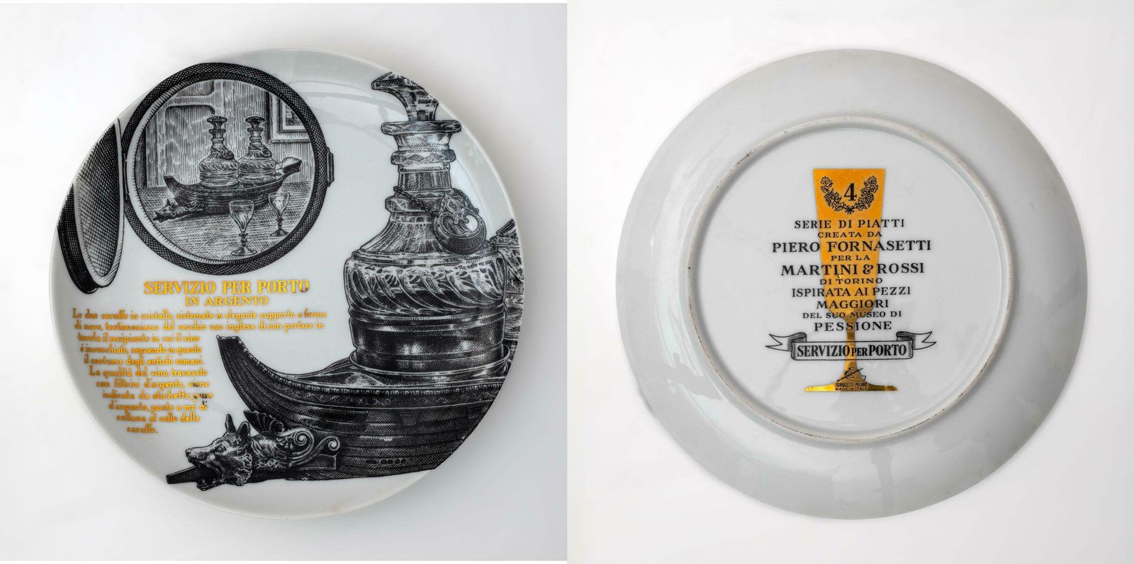 Set Of P. Fornasetti Decorative Porcelain Plates For Martini & Rossi, 1960s photo 3740.0