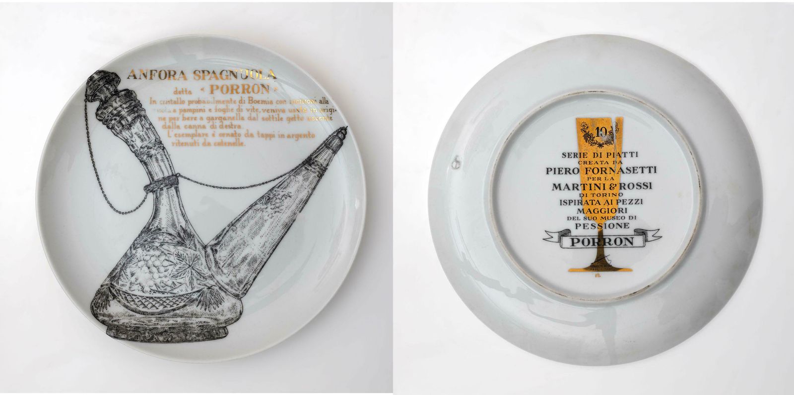 Home Decor Set Of P. Fornasetti Decorative Porcelain Plates For Martini & Rossi, 1960s photo