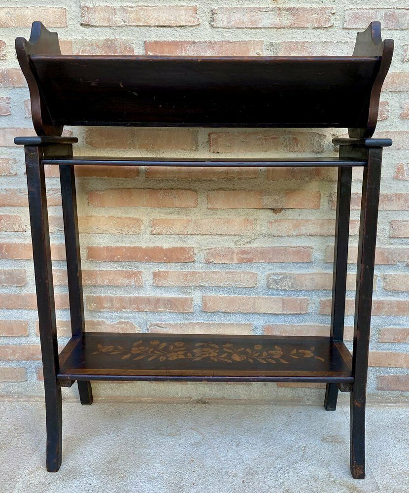 Mid Century Modernistisch Frans Houten Tijdschriftenrek Met Marqueterie, Jaren 1950 photo furniture
