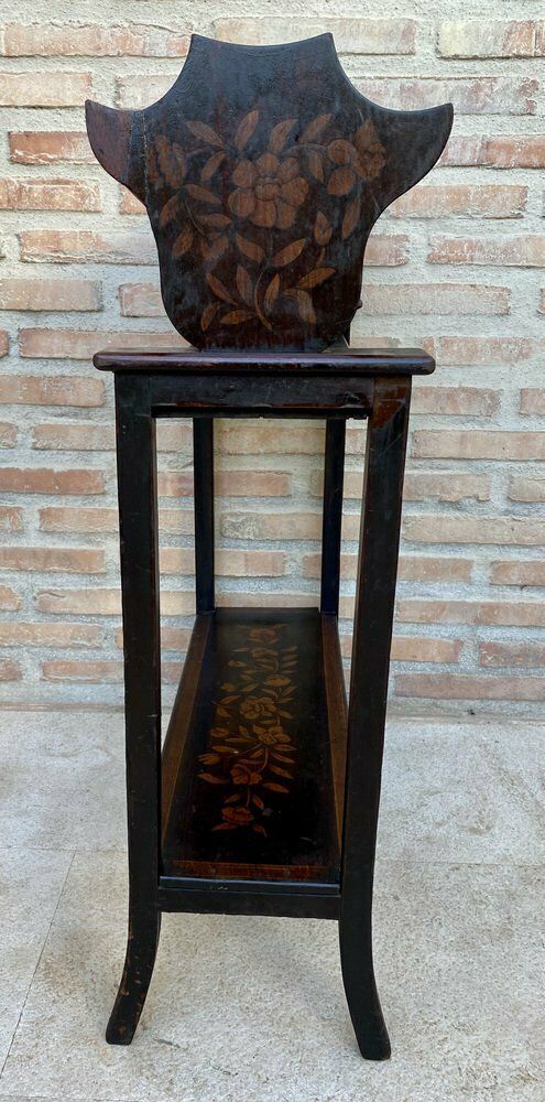Mid 20th Century Modernist French Wooden Magazine Rack With Marquetry, 1950s photo vinterior