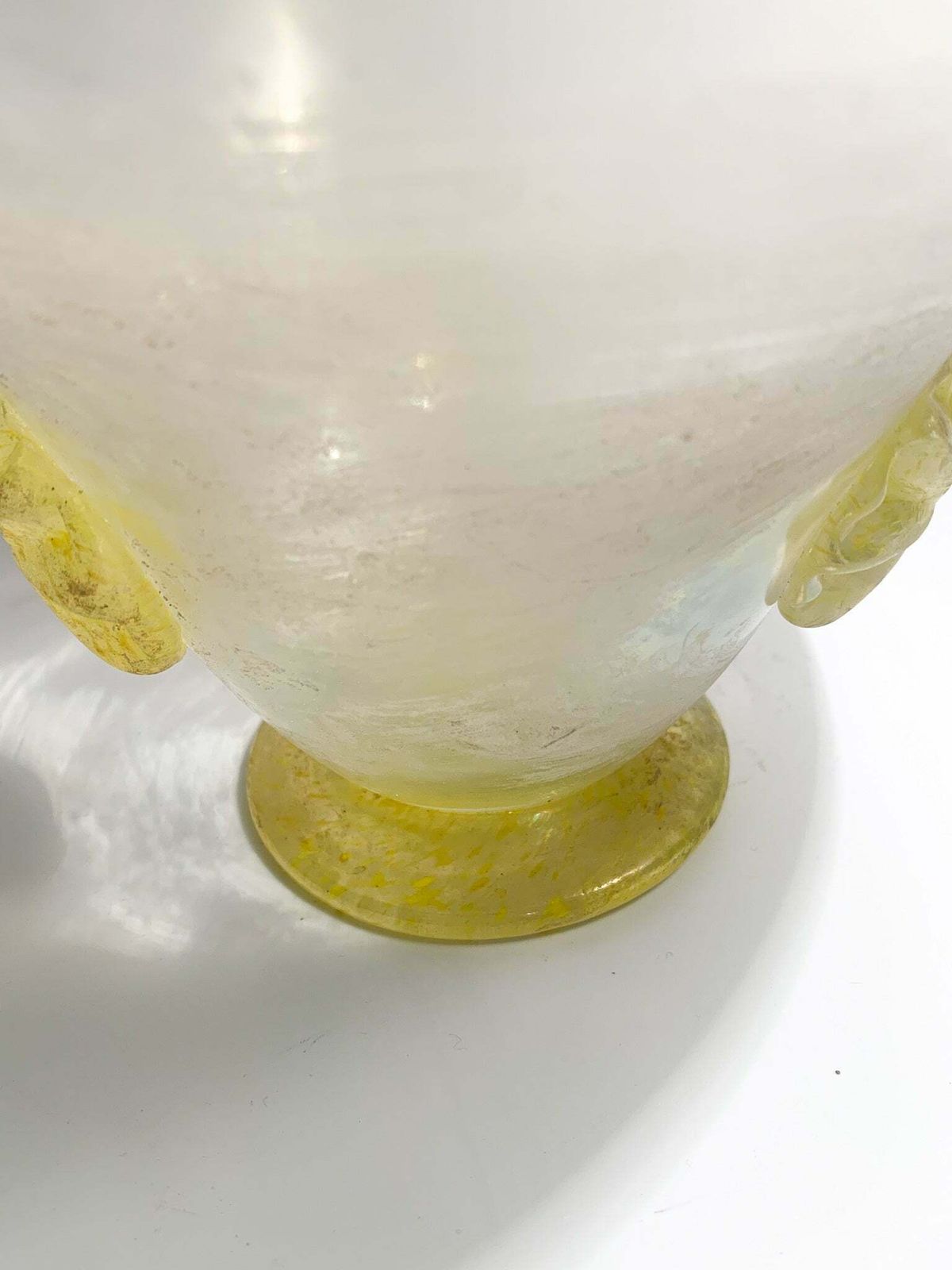 Yellow Iridescent Scavo Di Murano Glass Vase From The 1940s photo 178.75