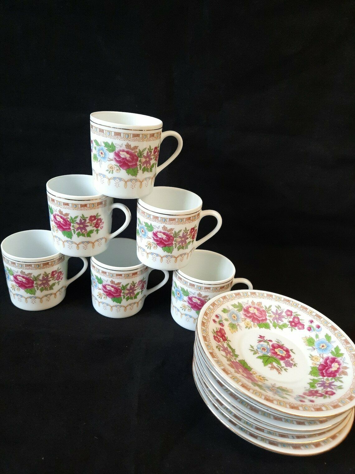 photo for sale Liling Demitasse Espresso Cup And Saucer Set X 6. Similar To Ling Rose.