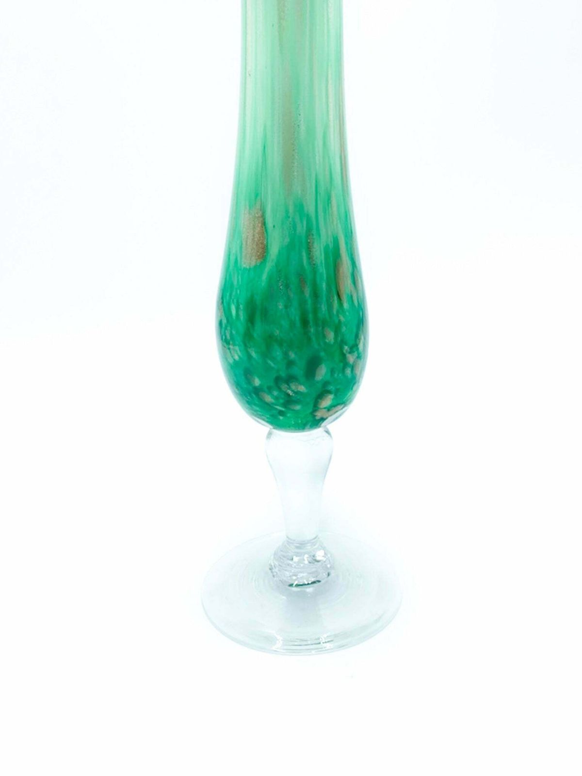Single Flower Vase In French Green And Gold Glass From The 1960s photo furniture