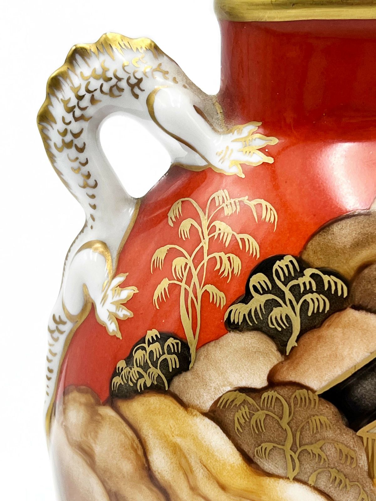 Orange Ceramic Vase And Decorated By Hand Painted From The 1950s photo Home Decor