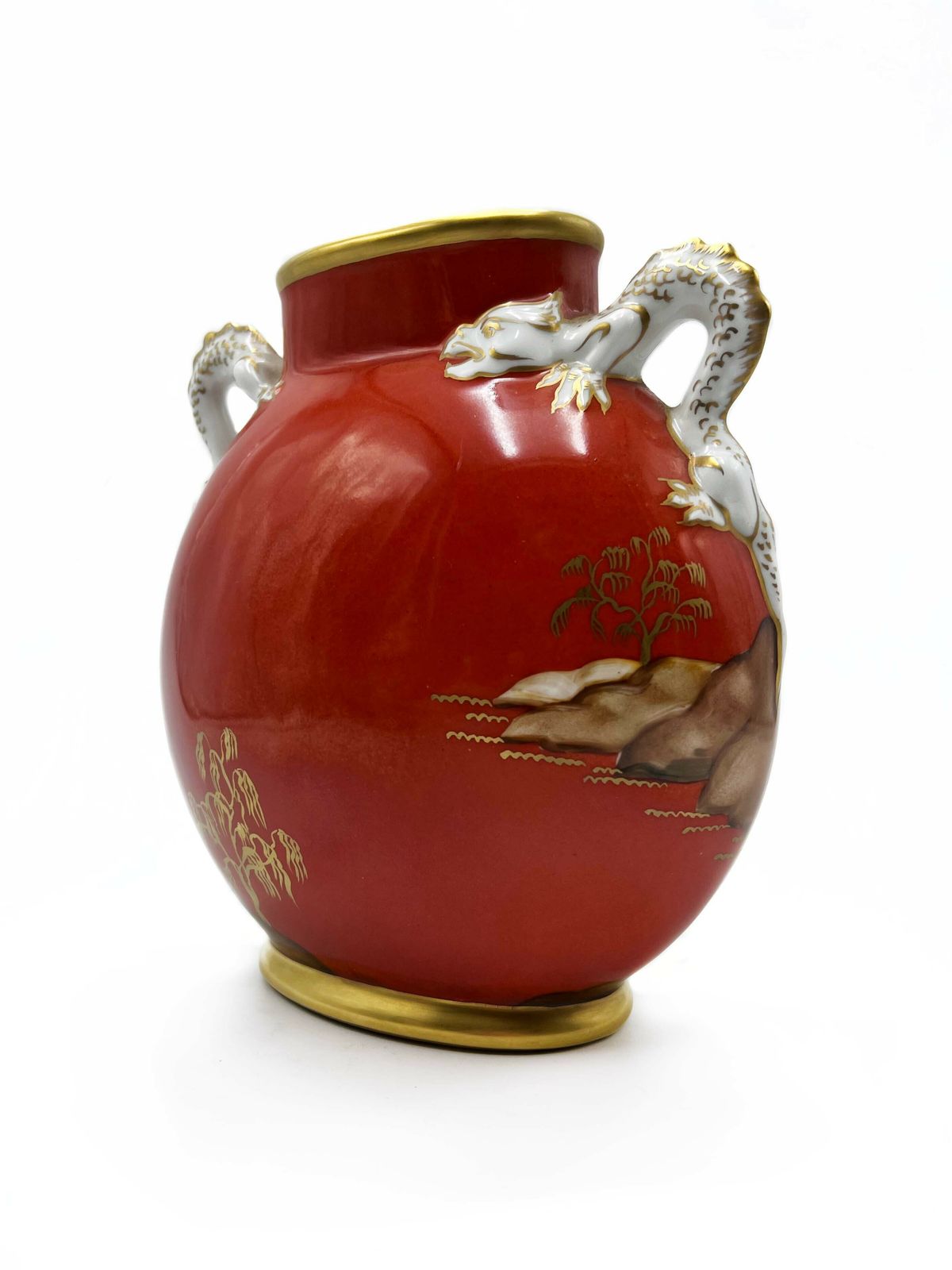 Orange Ceramic Vase And Decorated By Hand Painted From The 1950s photo vinterior