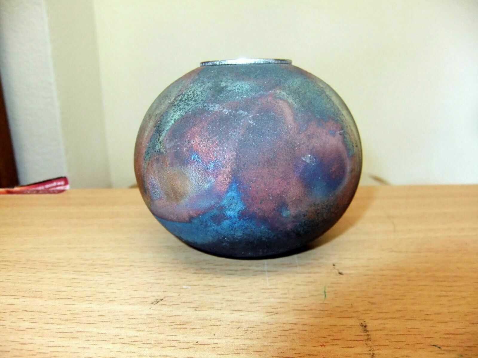 Andrew Niblett. Small Globe Vase With Etched Metal Insert.