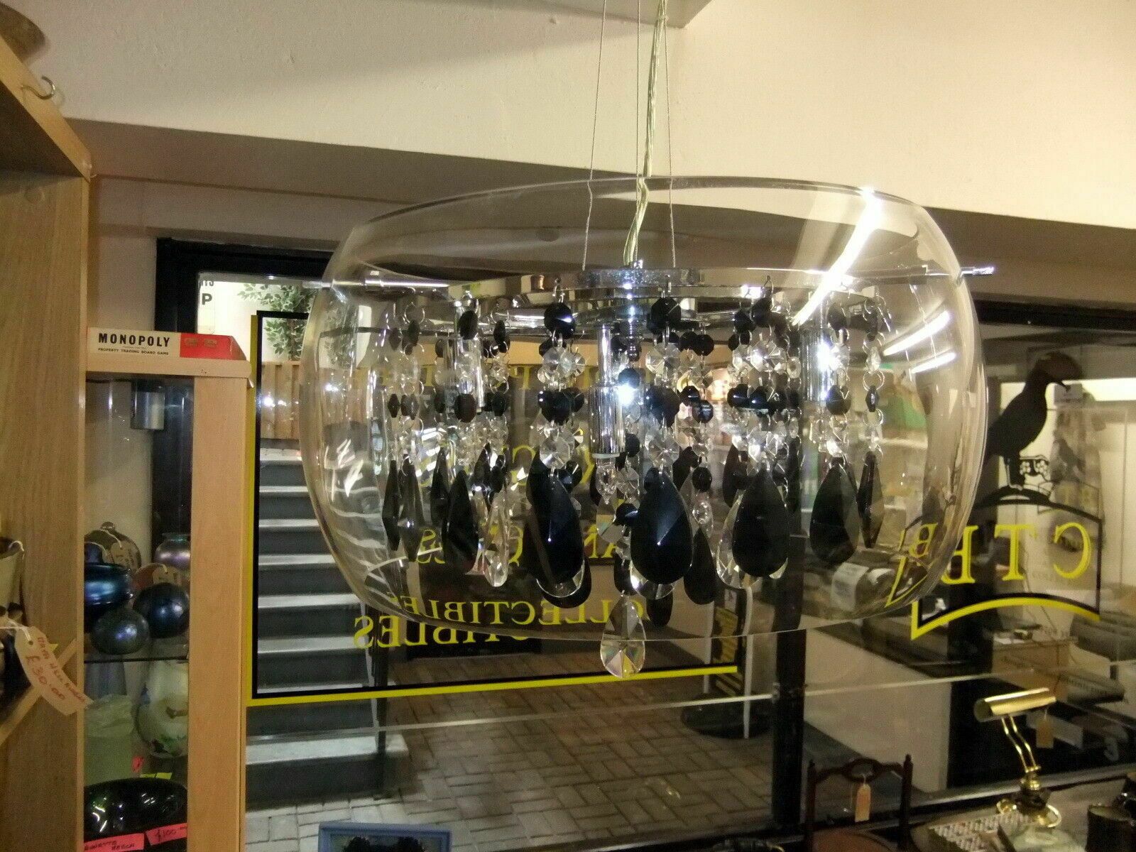Dar Lighting Pendant Lamp. Globe Shaped With Hanging Crystal Drops. photo furniture