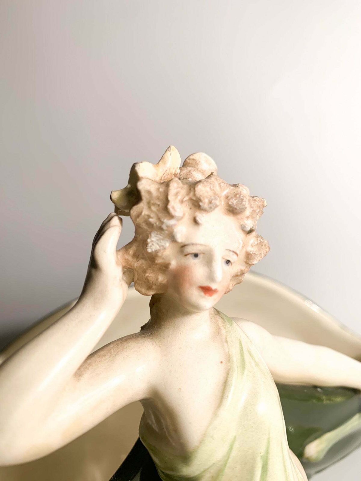 French Ceramic Sculpture Of Liberty Lady With Flower Holder From The Early Twentieth Century photo Home Decor