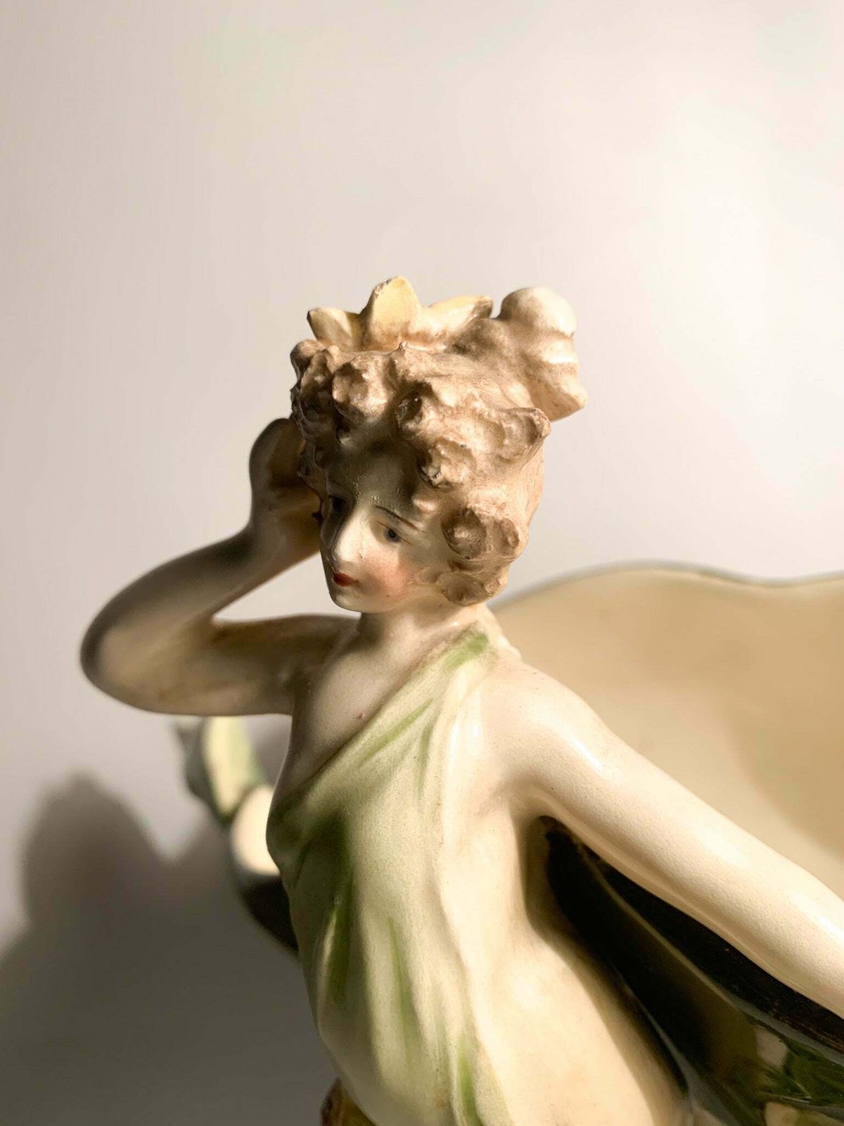 photo buy French Ceramic Sculpture Of Liberty Lady With Flower Holder From The Early Twentieth Century
