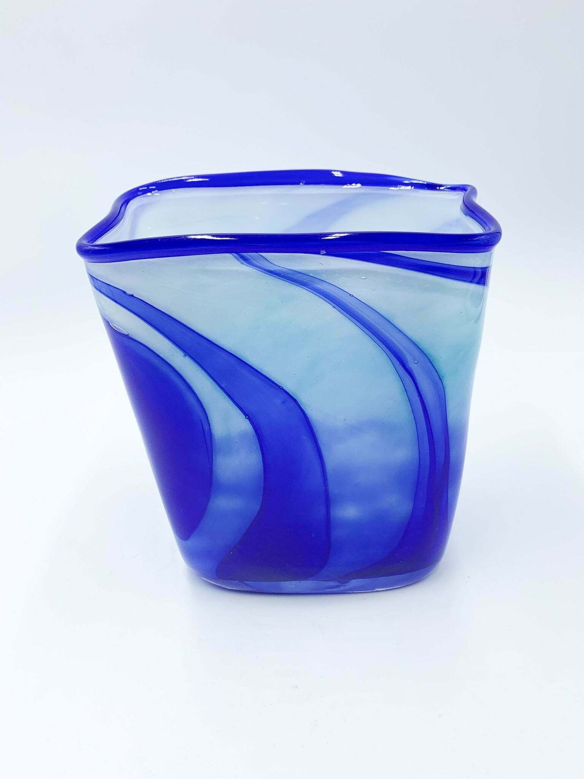 Verrerie D'art Au Village French Blue And Light Blue Glass Vase From 1995 photo 178.75