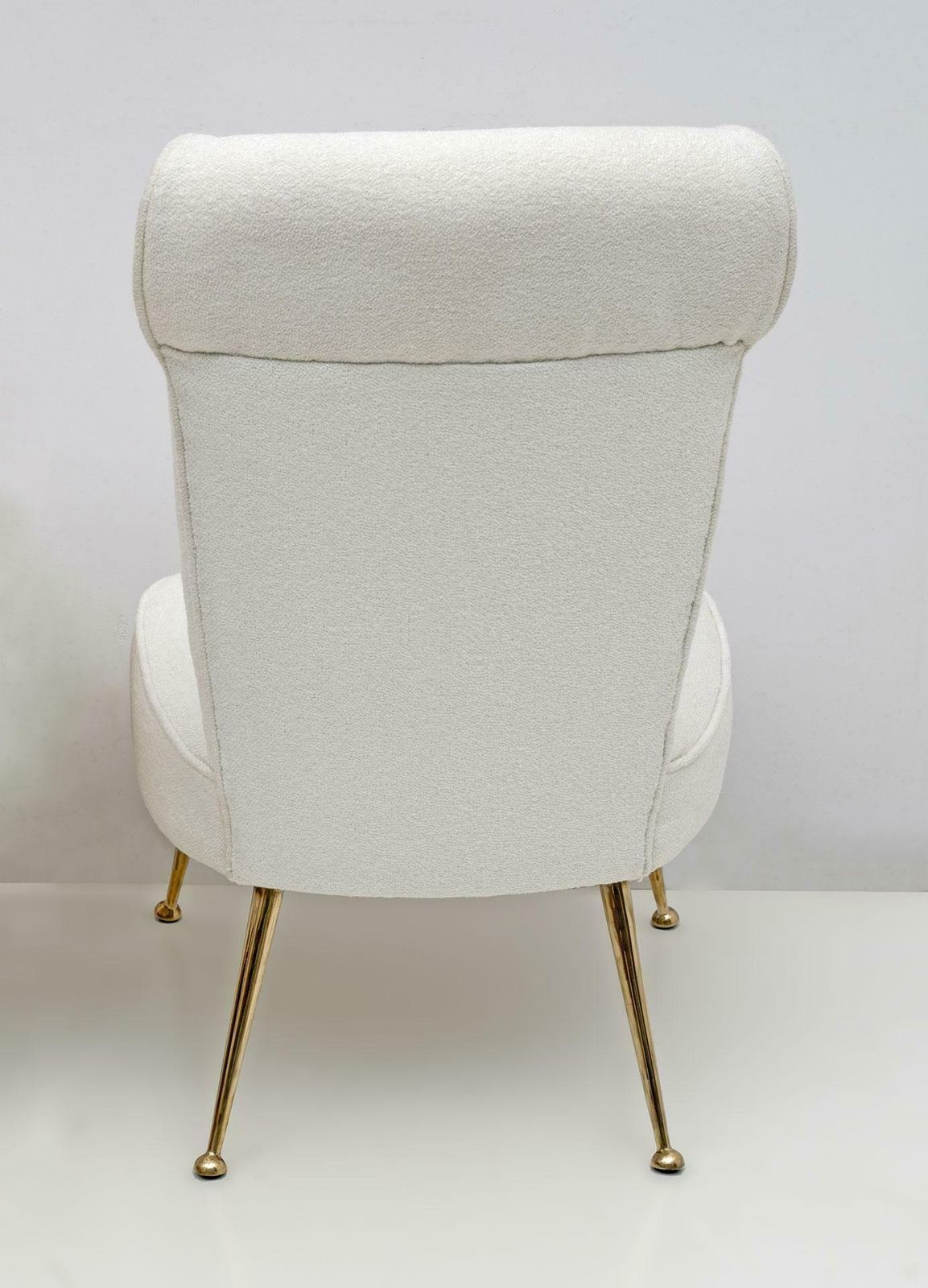 Pair Of Gigi Radice Mid Century Modern Italian Boucle Small Armchairs For Minotti, 1950s photo vintage