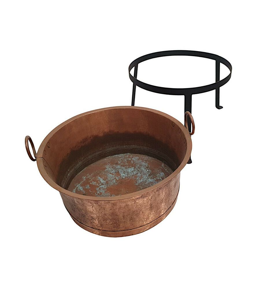 A Very Rare 19th Century Large Copper Log Bucket photo furniture