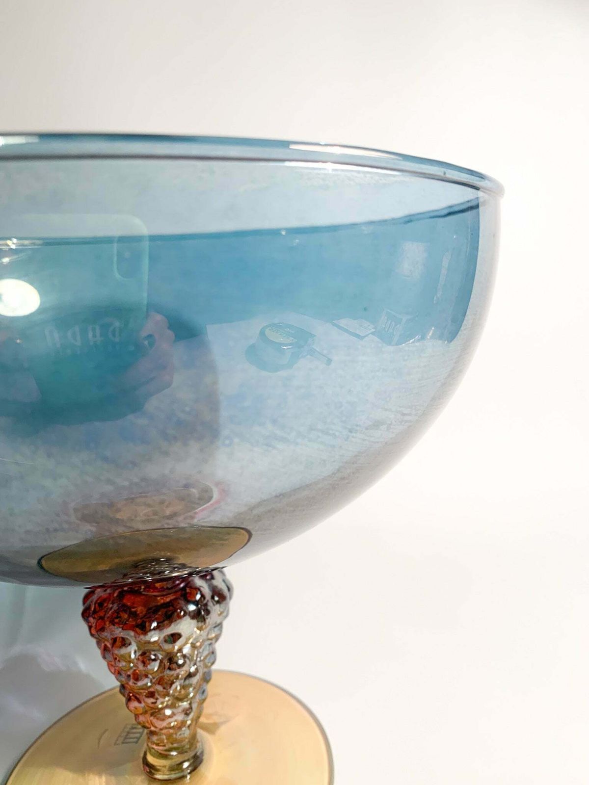 Hand Blown Glass Centerpiece By Pitti Studio From The 1980s photo vinterior