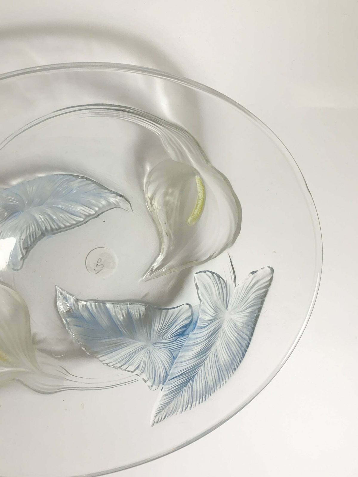 French Glass Centerpiece Bowl With 1950s Flowers photo for sale