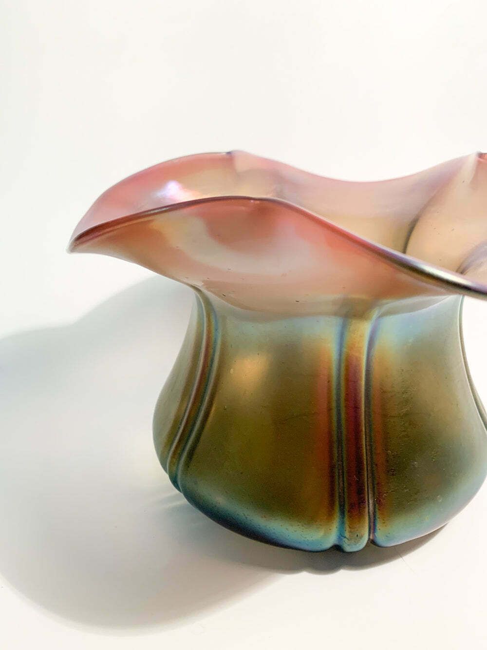 Iridescent Loetz Glass Vase With Flower Opening, 1940s photo Home Decor