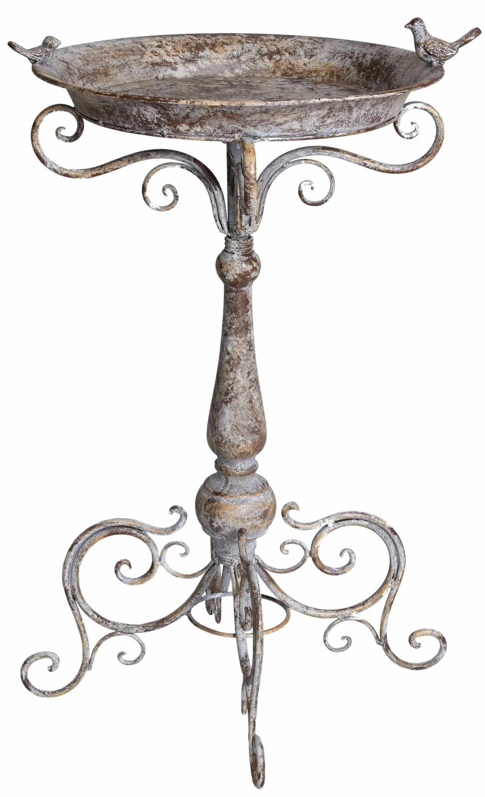 Shabby Chic Bird Bath – Metal Bird Bath With Bird Figures photo furniture