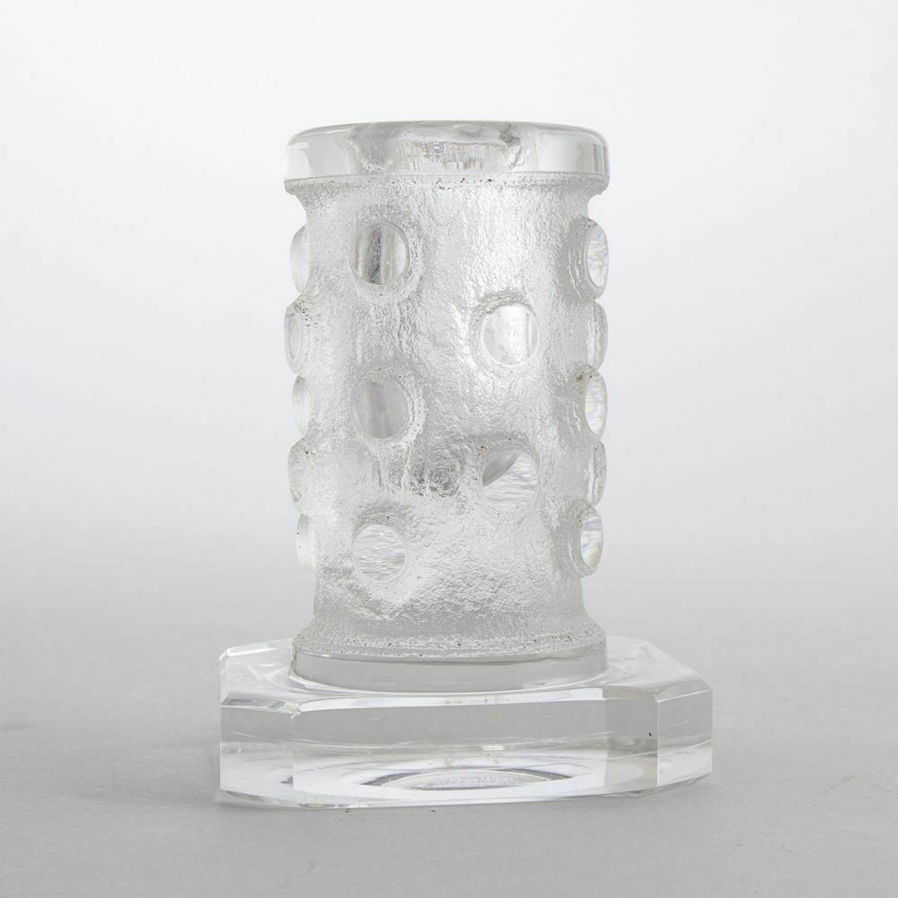 French Art Deco Pair Of Heavy Crystal Candlesticks By Daum C.1930 photo Home Decor