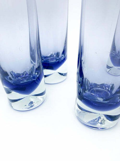 160.0 Set Of Four Drinking Glasses In Sculpted Purple Glass From The 1960s photo