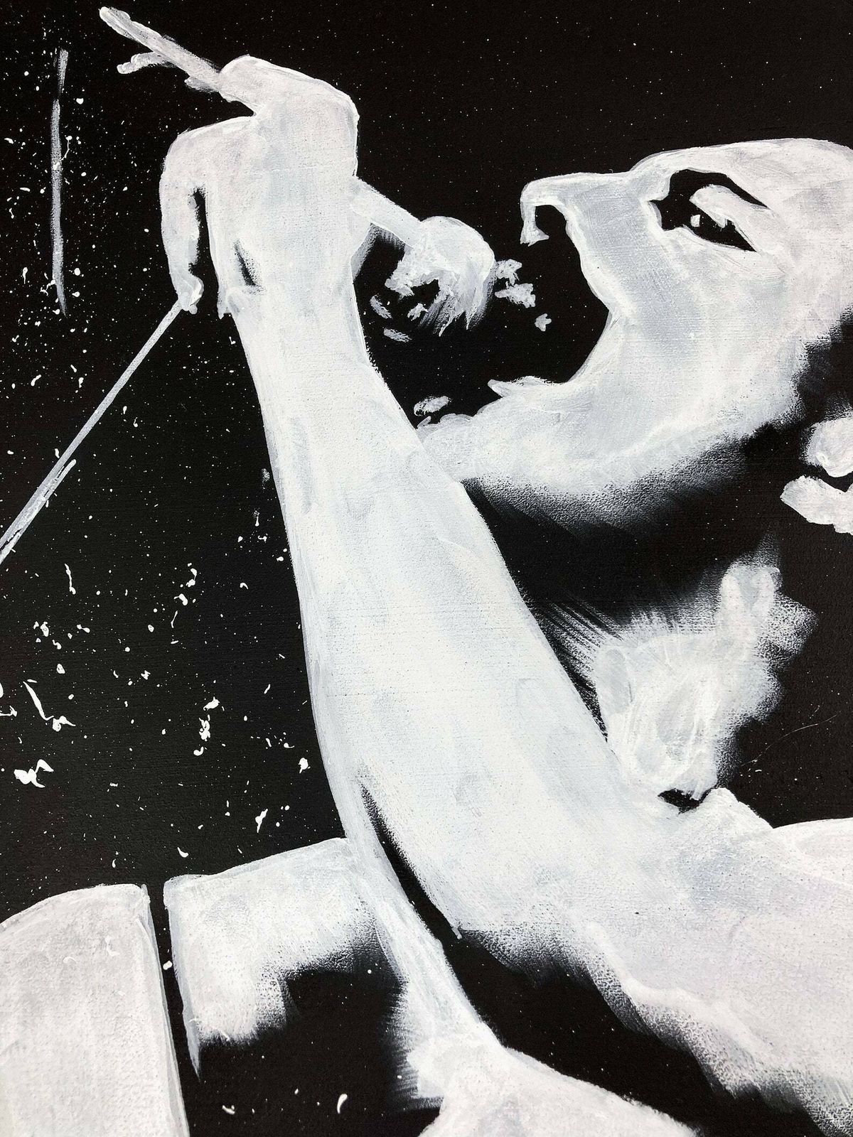 Coffee Table. Freddie Mercury ‘I Want To Break Free’. Hand Painted. Solid Mahogany. Black & White Coffee Table. Lounge Furniture. photo 525.0