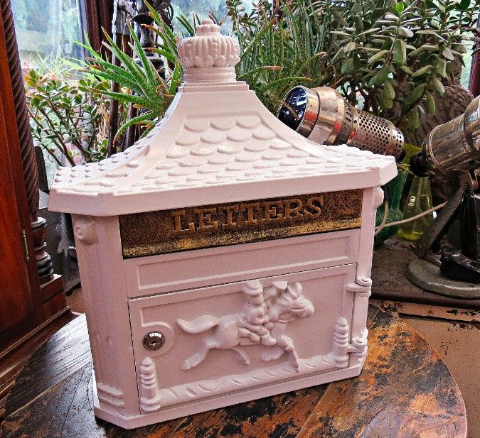 Vintage Victorian Style White Post Box photo for sale