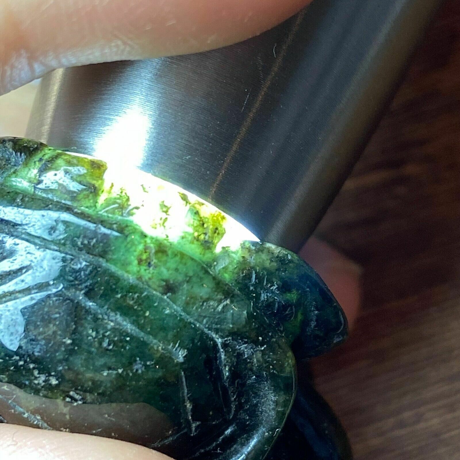 Antique Chinese Natural Ink Green Jadeite Jade Carved Turtle Amulet Statue photo buy