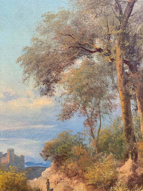 Oil Painting On Canvas Of Autumn Landscape By Henry Markò, Early Twentieth Century photo vintage
