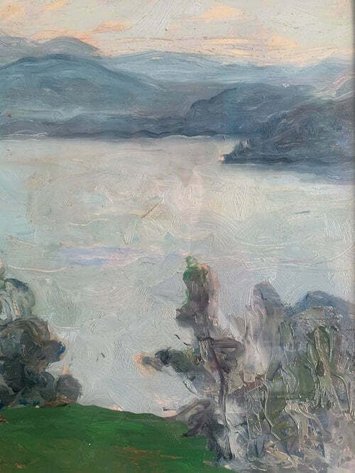 Oil Painting On Canvas Of Landscape By Giovanni Sirombo, 1920s photo 533.75